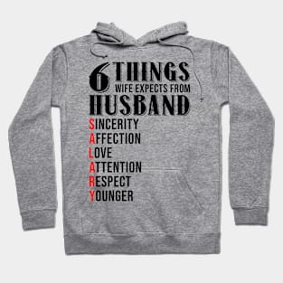 6 Things Wife Expects From Husband Funny Valentines Day Gift Hoodie